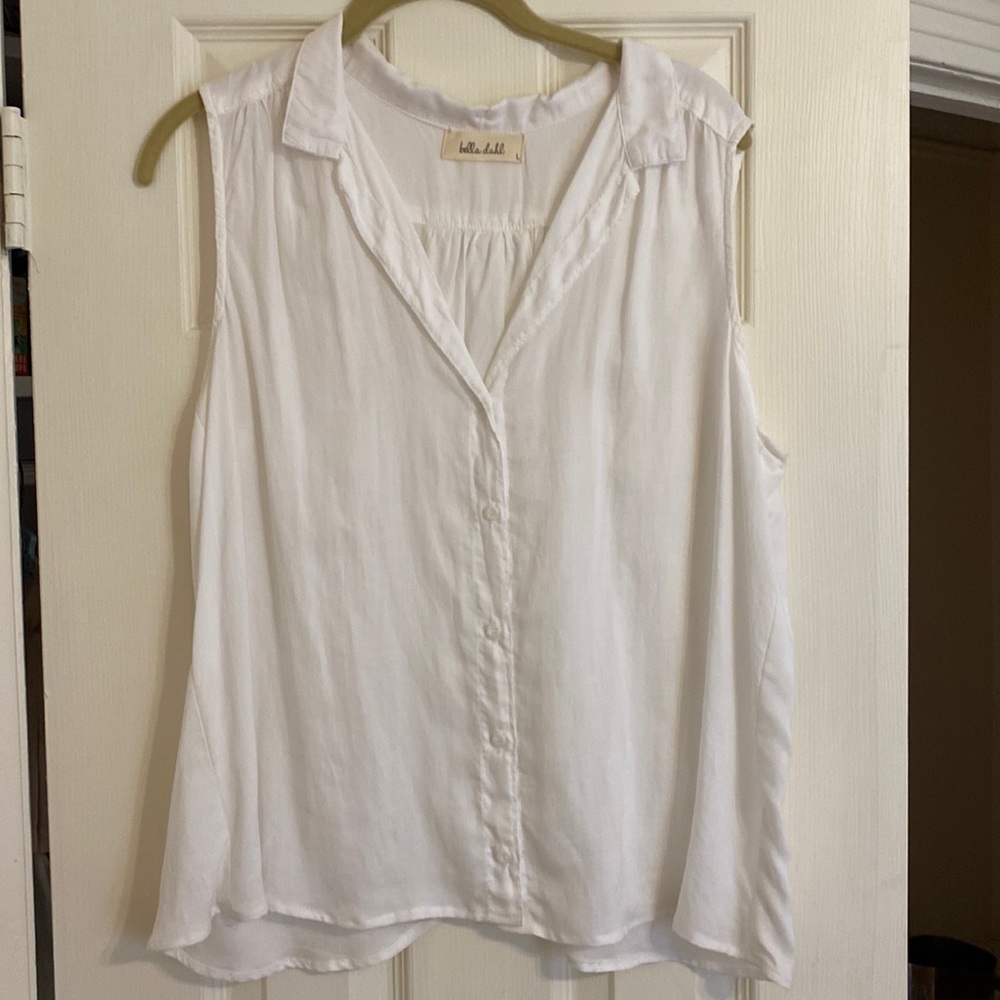 Beautiful Bella Dahl size L sleeveless Fine Cotton lawn Button Down Blouse!